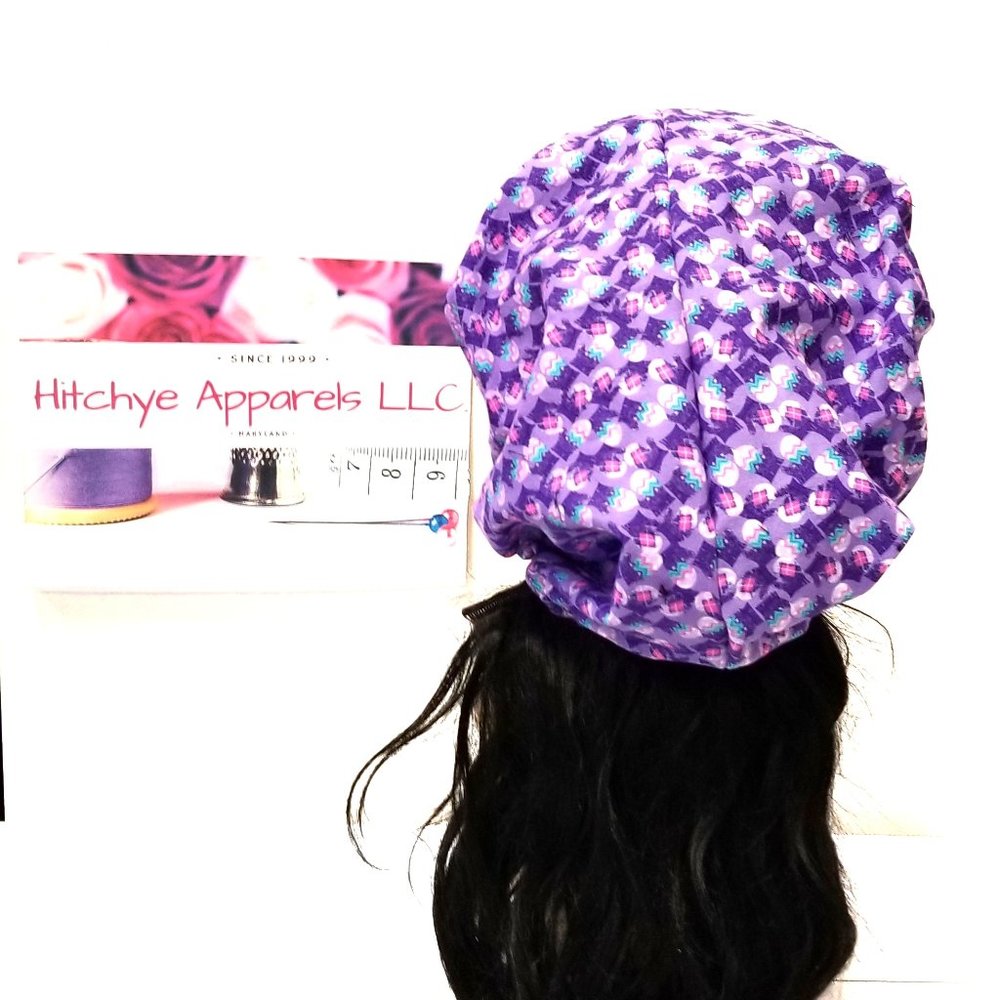 pink and purple Hair Bouffant Medical